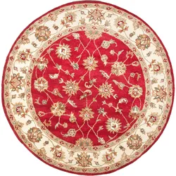 Wollteppich THEKO "Royal Ziegler 503", rot, H:14mm Ø:100cm, Schurwolle, Teppiche, reine Wolle, handgetuftet, Orient-Optik