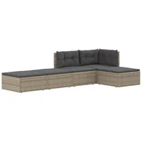 vidaXL 5-tlg. Garten-Lounge-Set mit Kissen Grau Poly Rattan - Grau