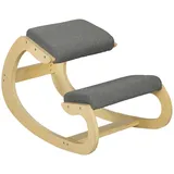 HOMCOM Ergonomischer Kniestuhl, Kniestuhl aus Holz, ergonomischer Hocker mit gepolstertem Kissen, 55x85x55 cm, Grau