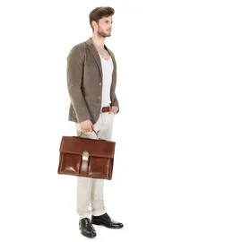 Piké Aktentasche echt Leder, Made in Italy braun