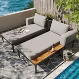 Lounge Sonnenliege Doppelliege Für Garten, Terrasse Und Balkon Gartenliege Grau