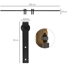 Homcom Schiebetürsystem Schwarz Metall, 0.6x18x183 cm