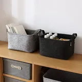 2-teiliges Filzkorb-set, Aufbewahrungskorb Aus Filz Mit Griff, Für Kleidung, Handtücher, Toilettenartikel, Bücher