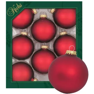 Krebs Glas Lauscha - Weihnachtsdekoration/Christbaumschmuck aus Glas - Weihnachtskugeln - Farbe: Rot Matt 7cm Glaskugeln uni