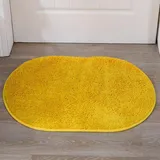 Insun Badezimmerteppich Oval Badematte rutschfest Badteppich Saugfähig Schnelltrocknend Maschinenwaschbar Gelb 60 x 90 cm