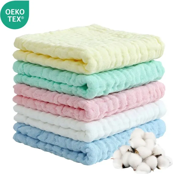 LeBonsoir Musselintücher für Babys, 5er-Pack, 100 % Baumwolle, 6 Lagen, weich, atmungsaktiv & sehr saugfähig, Spucktücher für Neugeborene (Jungen & Mädchen), 30 x 50 cm (Mehrfarbig)