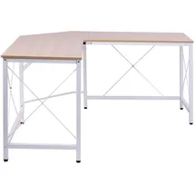 Homcom Eckschreibtisch Winkelschreibtisch natur Schwarz - weiss