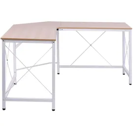 Homcom Eckschreibtisch Winkelschreibtisch natur Schwarz - weiss