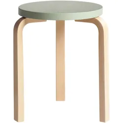 Artek - 60 Hocker, grün lackiert / Birke natur