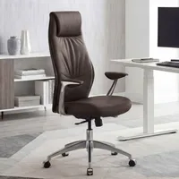 FineBuy Bürostuhl Echtleder Braun