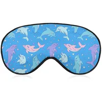 Schlafmaske, süße Cartoon-Delfine, Schlaf-Augenmaske, Augenbinde mit verstellbarem Riemen, bunter Delfin, weiche Augenabdeckung zum Ausblenden von Lichtern