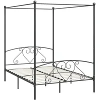 vidaXL Himmelbett-Gestell 140 x 200 cm grau