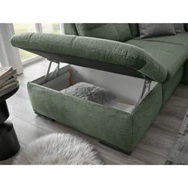 ed-lifestyle polstermöbel Alija Wohnlandschaft 334 x 217 cm, mit Schlaffunktion und Bettkasten Grün, Ausführung:Rechts - Grün