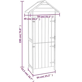 vidaXL Gartenschrank aus Holz 0,79 x 0,49 x 1,9 m braun