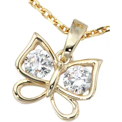 Schmetterlings-Anhänger JOBO "Anhänger Schmetterling", gold (gelbgold 333), Schmuckanhänger, Damen, Gelbgold 333, 333 Gold mit Zirkonia
