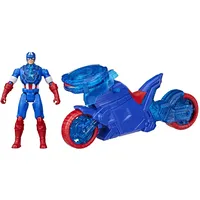 Marvel Avengers Epic World of Action Captain America Bike mit Schild-Abschuss, Figur & Spielzeug-Motorrad