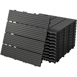ECD Germany WPC Terrassenfliesen Anthrazit 30 x 30 cm 33 St.
