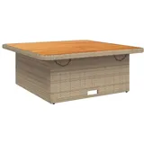 vidaXL Gartentisch Beige 110x110x71 cm Poly Rattan und Akazienholz