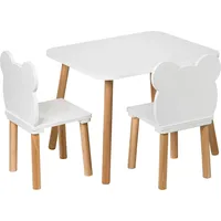 PlayPals Furniture Kindertisch mit 2 Stühlen- Kinder Tisch Stuhl Set aus Holz, 50x 60 cm- Stabile Kindersitzgruppe Amy 2 Stühle,natürliche Sitzmöbel für Kinder