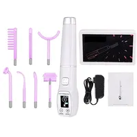 ICOSAR Hydrafacial-Maschine Touchscreen-Hochfrequenz-Gesichtsgerät for Haar-Gesichts-Elektrotherapie-Zauberstab Neon-Argon-Akne-Hautpflege (Color : 7 in 1 Purple-White, Size : 0)