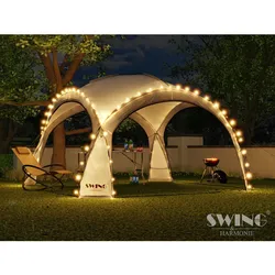 Swing&Harmonie® LED Event Pavillon XXL DomeShelter 450cm Garten inkl. Solarmodul Designer Gartenzelt Camping Partyzelt mit Beleuchtung - anthrazit