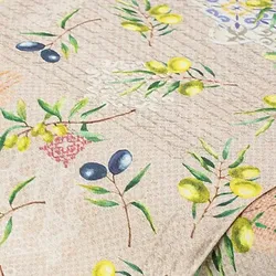 Dekostoff Oliven & Ornamente "Lorena", natur-color