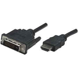 Manhattan HDMI auf DVI-Kabel HDMI-Stecker auf DVI-D 24+1pol. Stecker 1.00m Schwarz