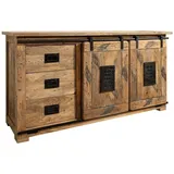 Massivmoebel24 Sideboard Mango 150x45x80 natur lackiert railway 100