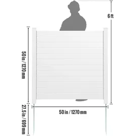 Vevor Lamellenzaun 127 x 127 cm Weiß PVC 4 St.