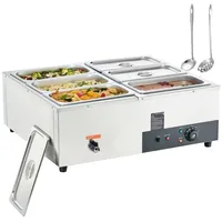 Edelstahl Buffetwärmer Speisewärmer 1500 B - 6 x 8,8 L Buffetbehälter - 176 x 325 x 150 mm - Jeder Behälter verwendbar inkl. Deckel & Ablaufhahn