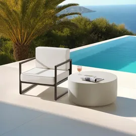 Tectake tectake® Garten-Loungesessel, Dicke des Sitzpolsters 14 cm, pulverbeschichtetes Stahlgestell, 74 x 78 x 85 cm