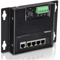 TRENDnet TI-PG50F 5-Port Industrial PoE+ Gigabit Front Access Switch, wandmontierbar