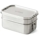Eco Brotbox Lunchbox Yogi Double+ Edelstahl silberfarben