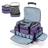 Luxja Kosmetik Trolley für 90 Flaschen Nagellack, Nagellack Koffer mit Rollen für Zubehör, Kosmetikkoffer für Nagellampe und Maniküreset, Lila
