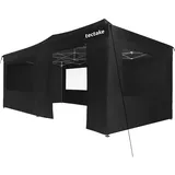 Tectake Faltpavillon 6 x 3 m inkl. 6 Seitenteile Schwarz