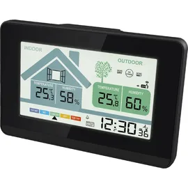 Miraval Funk-Wetterstation mit Lüftungsempfehlung 1x Sensor LCD Farb Display Funk-Wetterstation mit Datumsanzeige Digital Schwarz Funkuhr Alarm Snooze