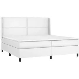 vidaXL Boxspringbett mit Matratze & LED Weiß 200x200 cm Kunstleder
