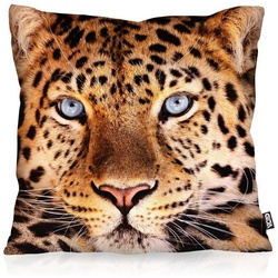 Kissenbezug, VOID, Zier-Kissen Leopardenkopf Outdoor Indoor Leopard Leo Katze Raubkatze bunt 80 cm x 80 cm