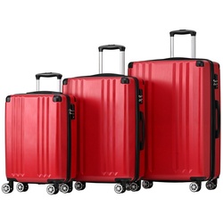 Ulife Trolleyset Hartschalen-Koffer Reisekoffer ABS TSA Zollschloss, 4 Rollen, (3 tlg) rot