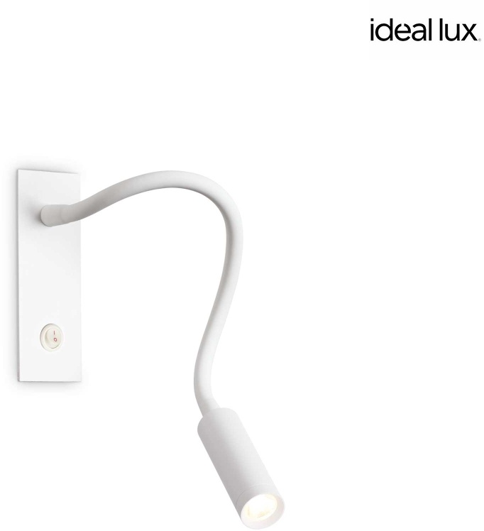 Ideal Lux Wandleuchte IO, 3W, 3000K, 300lm, mit flexiblem Arm, mit integriertem Schalter, weiß IDEA-285320