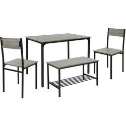 ML-Design 4-teilig Esstisch Set Esszimmer Essgruppe Küche Stühle Bank Tisch Möbel Modern