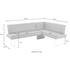 K+W Komfort & Wohnen Eckbank 86x60 cm Flachgewebe Q2 2250 langer Schenkel rechts oder links