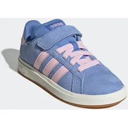 Klettschuh ADIDAS SPORTSWEAR "GRAND COURT 00S KIDS", Gr. 35, blau fusion, clear pink, core weiß, Leder, Textil, sportlich, Schuhe, Design auf den Spuren des adidas Superstar