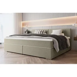 99rooms Familienbett Boxspringbett 260×200 cm, Webstoff MALMO_NEW Beige, - Beige