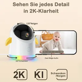 Avylet 2K/3MP Babyphone mit Kamera APP 360° 5" WLAN Video Babyfone