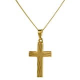 HOPLO Kreuzanhänger Anhänger Kreuz mit massiver Goldkette 1,1 mm 333-8 Karat Gold, Made in Germany 50 cm