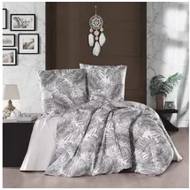 Yadetextil ZIRVEHOME Bettwäsche 200x220 Grau Bettbezug Baumwolle Bettwäsche-Sets 200 x 220cm 3teilig Renforcé Bettdeckenbezug mit 2 mal 80x80cm Kissenbezüge mit Reißverschluss, Palma V2