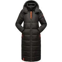 Navahoo Damen Wintermantel warmer Steppmantel mit Kapuze Kristallblume Black Gr. XL - XL