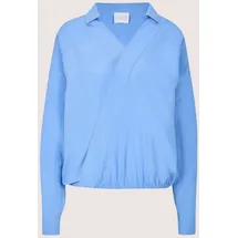 Madeleine Langarmbluse Wickel-Look Blau 44