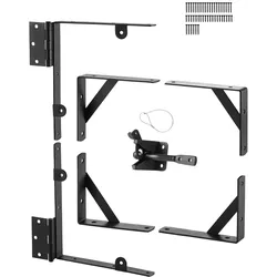 VEVOR Eckstrebenhalterung für Tore, Anti-Durchhang Beschlagsatz aus Eisen für Torrahmen, Tor-Eckstrebe mit Riegelschlossseil & Schraube, für Schuppentüren Einfahrtstore Holzfenster, Schwarz